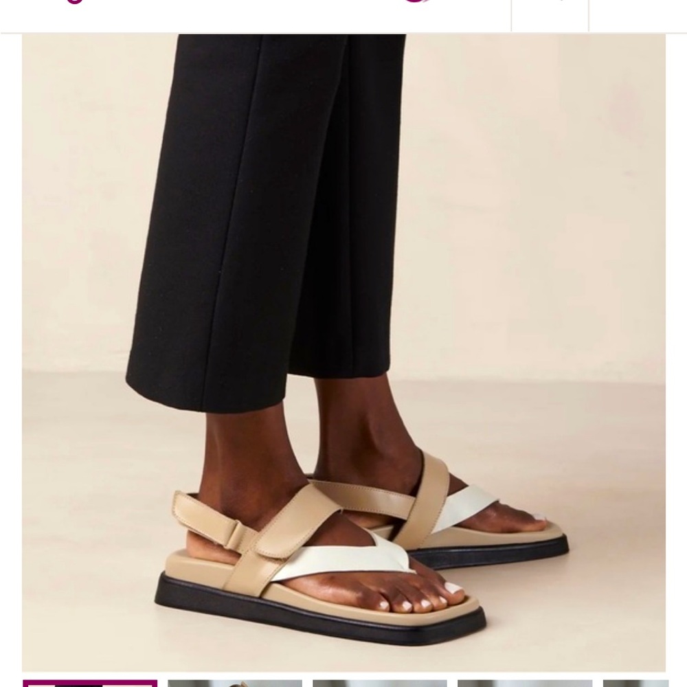 Decade Beige and Cream Leather Sandals